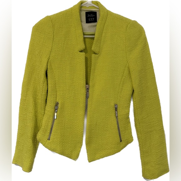 Tweed zara blazer in bright lime green - Picture 1 of 8
